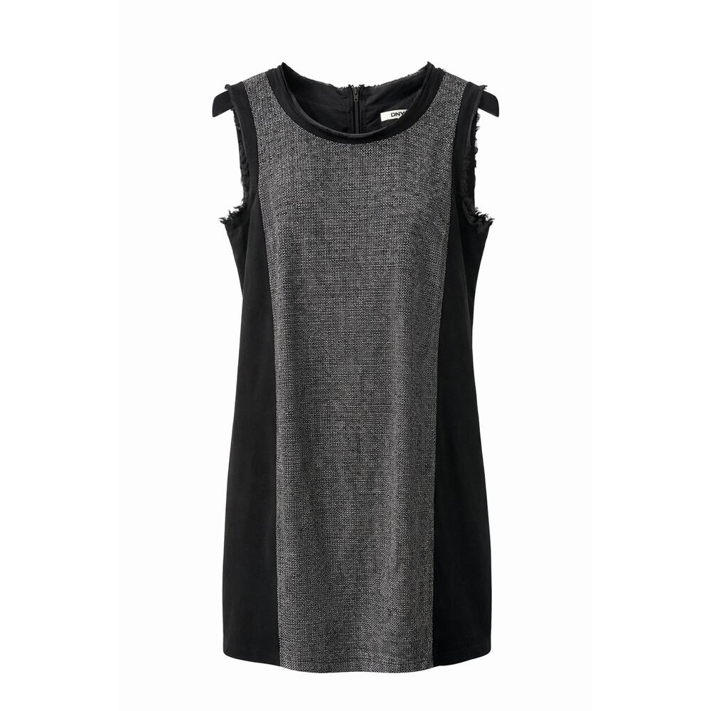 DKNY Cotton Blend Black and Gray Mixed Sleeveless Dress 8